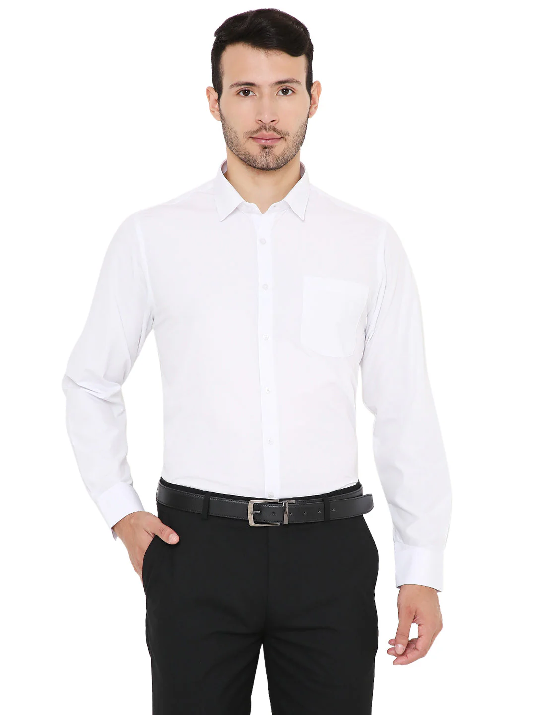 White Solid|Slim Fit |Formal Shirt - Image 11