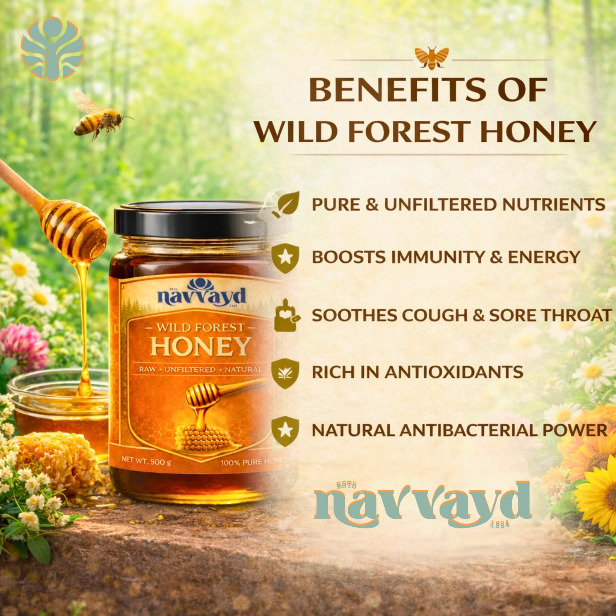 Wild Forest Honey – 100% Raw & Unprocessed - Image 2