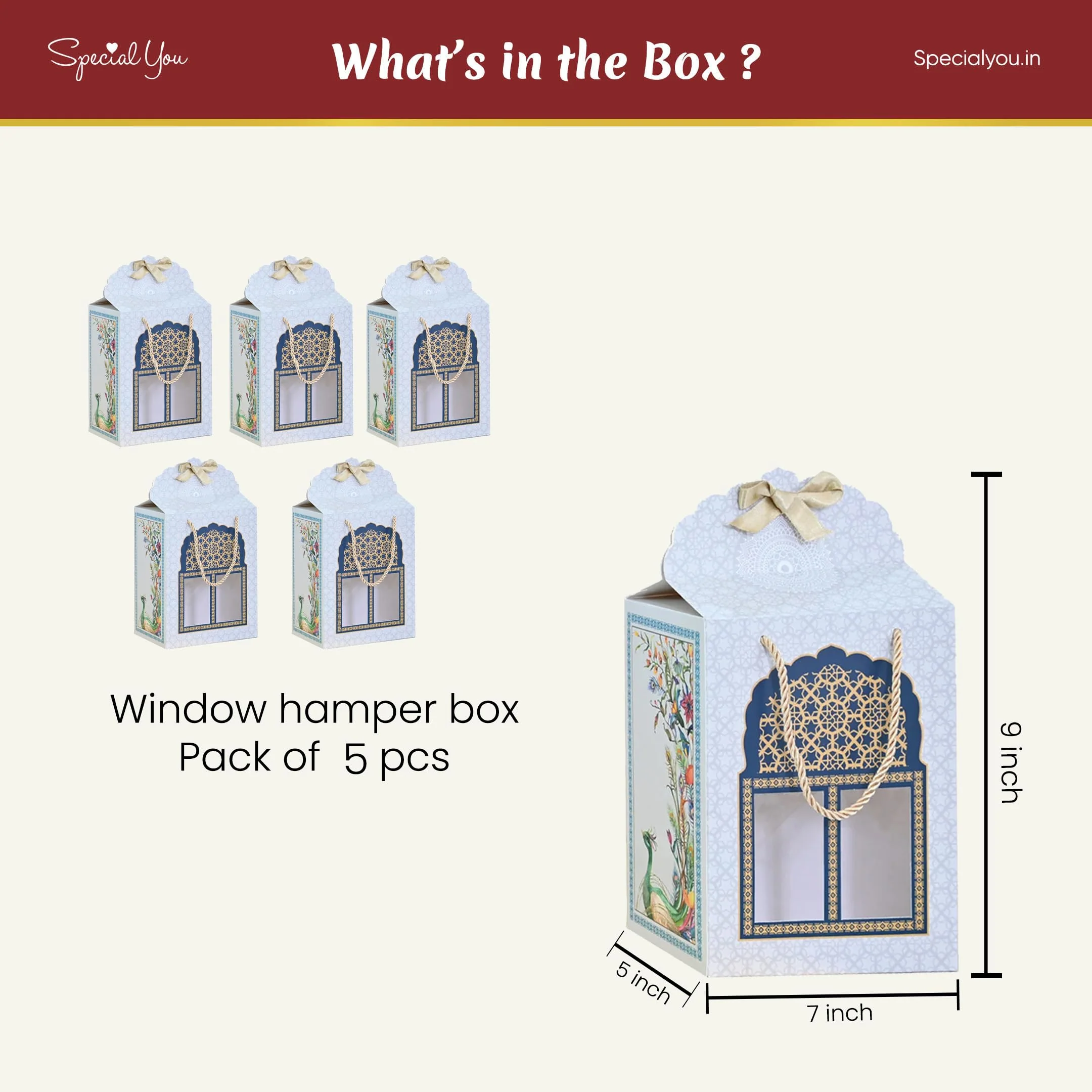 Window Hamper Paper Gift Box Pack of 5 - Image 3
