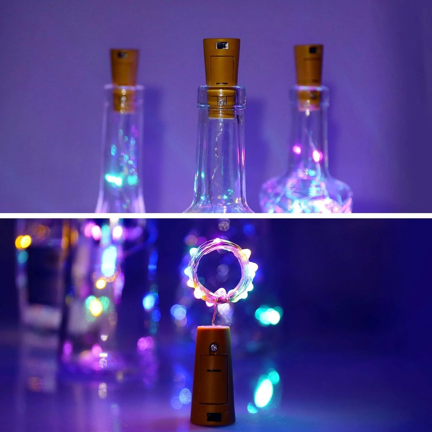 Wine Bottle Cork String Light | Multi LED / 2M Cable Length Copper Wire Battery Operated (Multicolor Light / 1 Pc) - Image 3