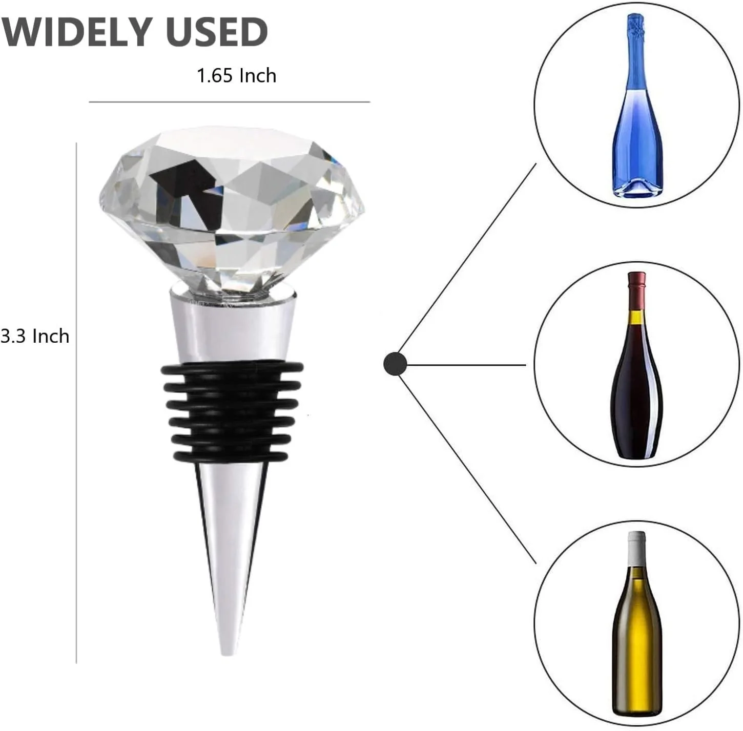 Wine Stoppers, Decorative Crystal Diamond Wine Bottle - Image 3