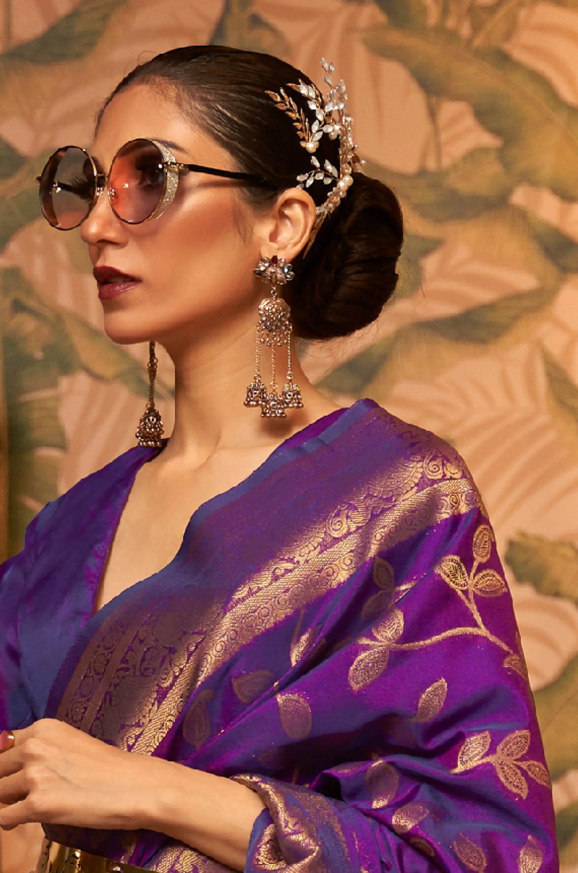 Wine Woven Silk Saree - Image 4