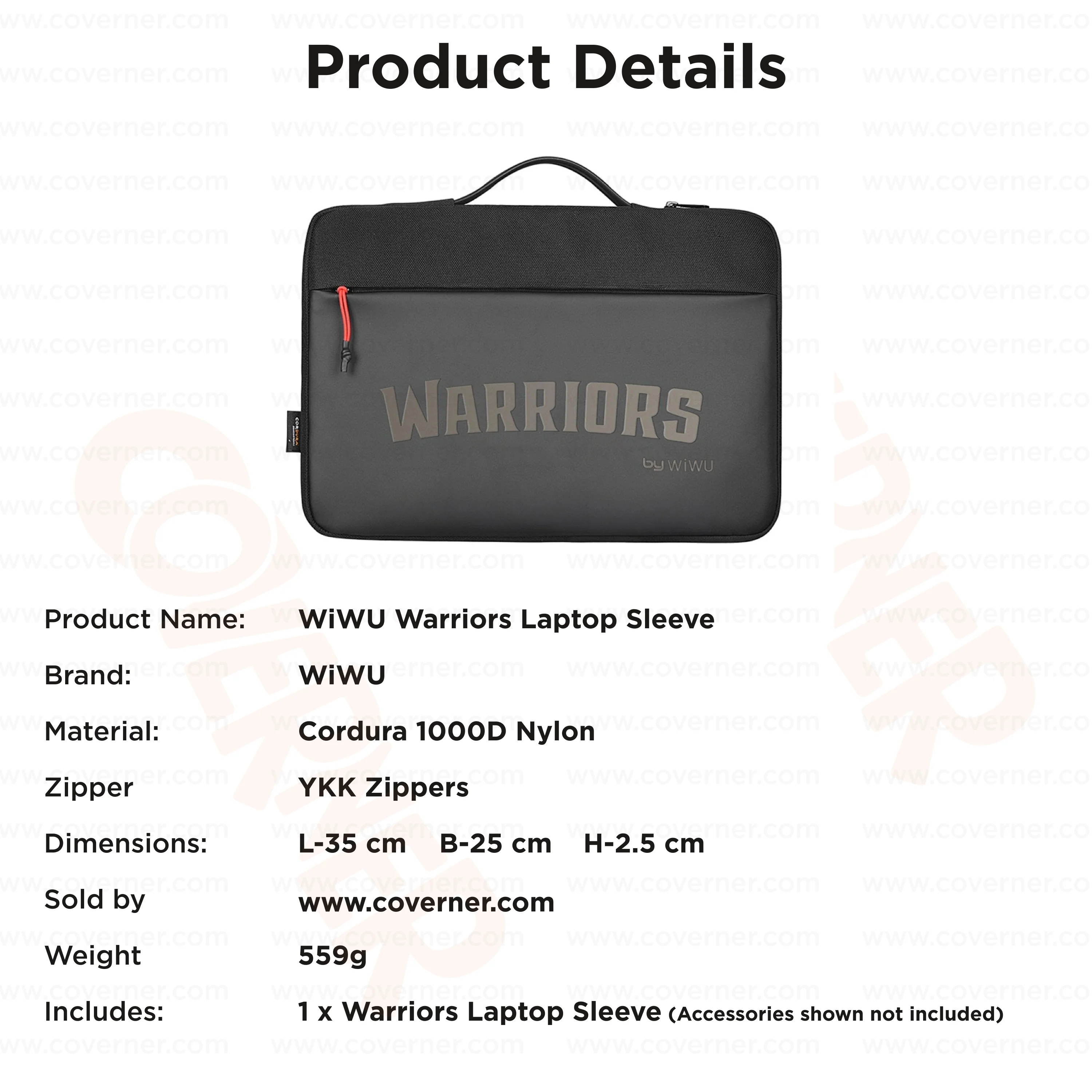 WiWU Warriors Laptop Sleeve – Waterproof Upto 14-Inch Devices with Cordura Nylon & YKK Zipper | Coverner India - Image 8