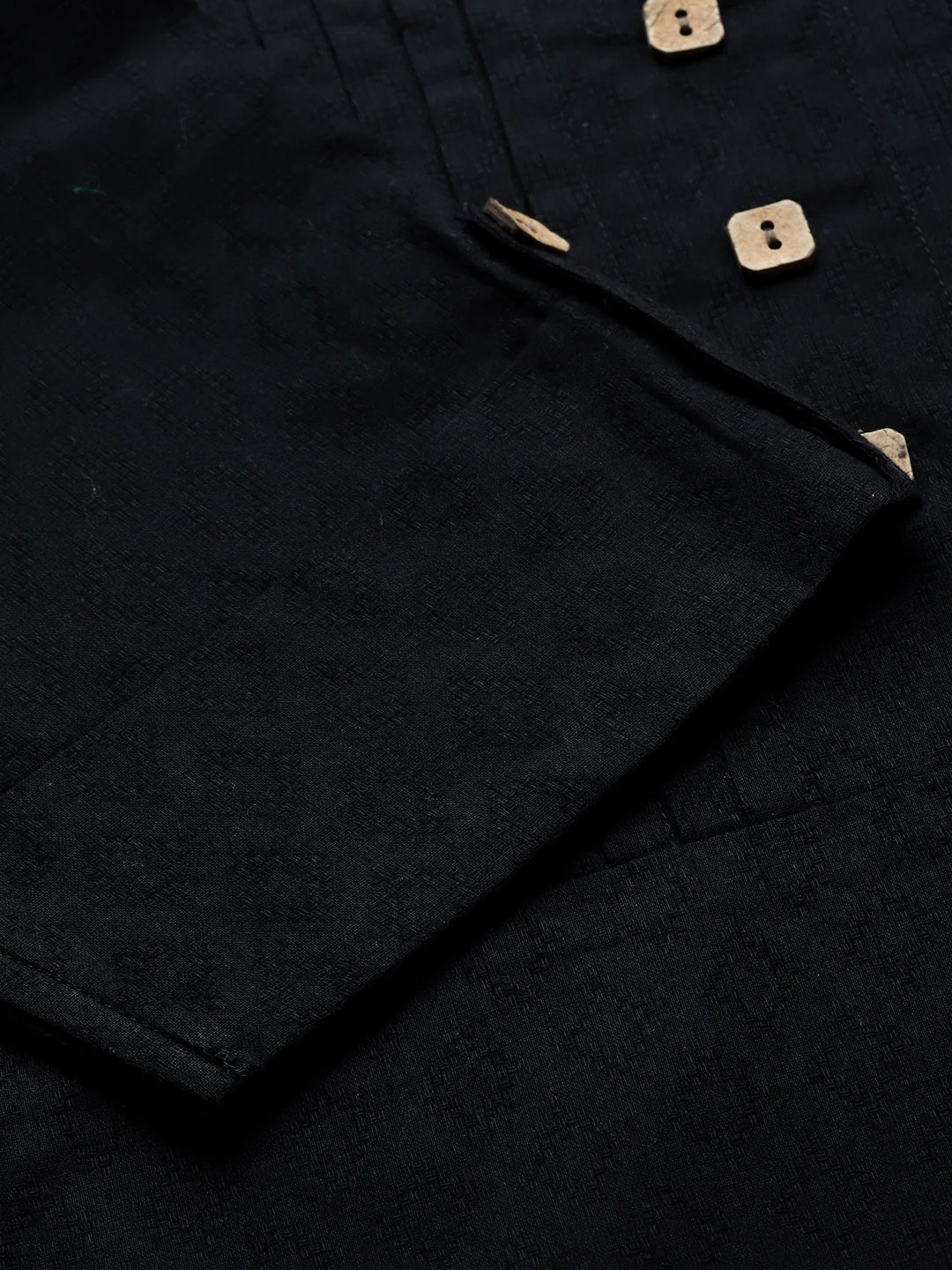 Women Black Cotton Solid Knee Length Kurta - Image 6