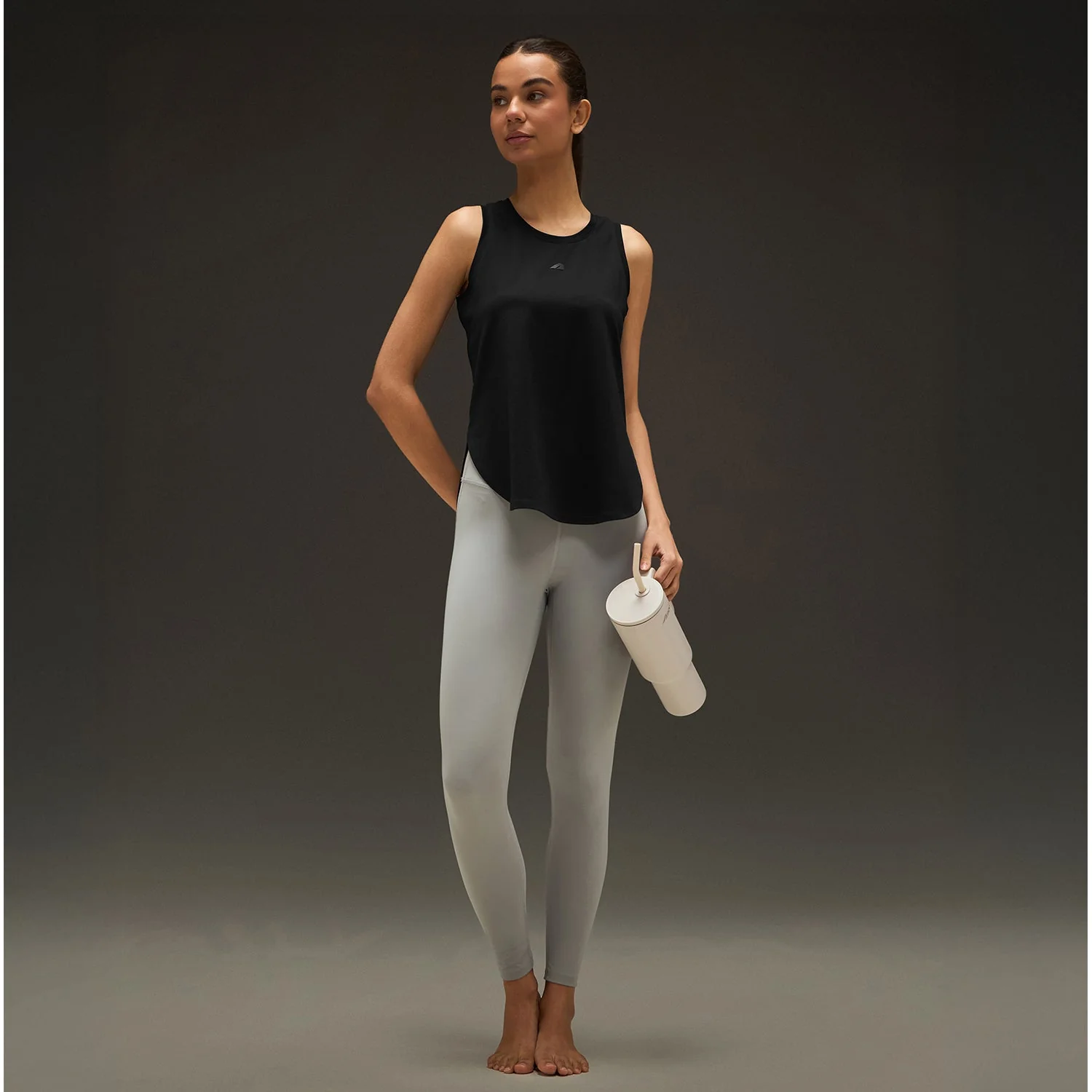 Women Elevated Flared Tank Top Black - Image 3