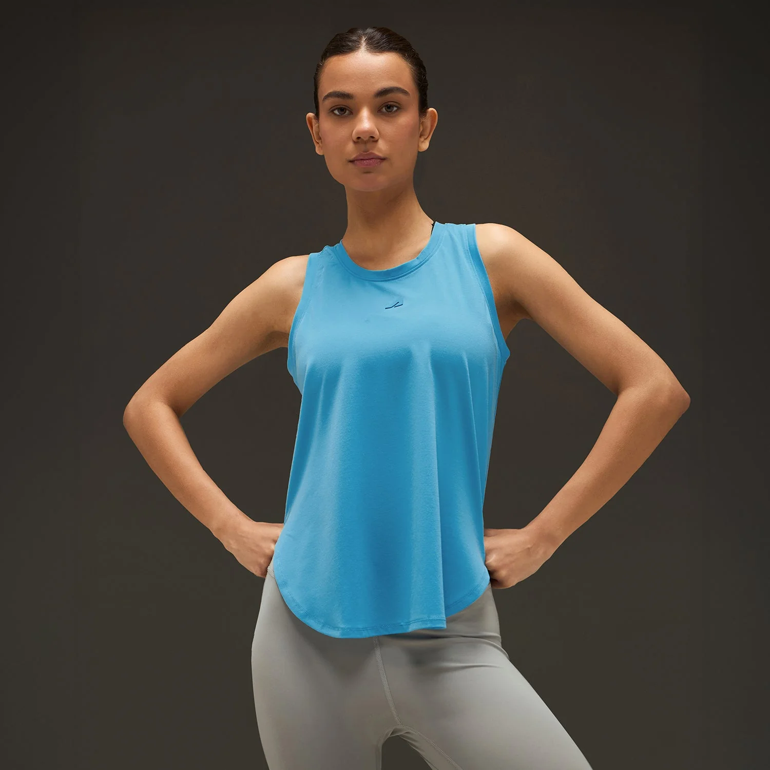 Women Elevated Flared Tank Top Light Blue