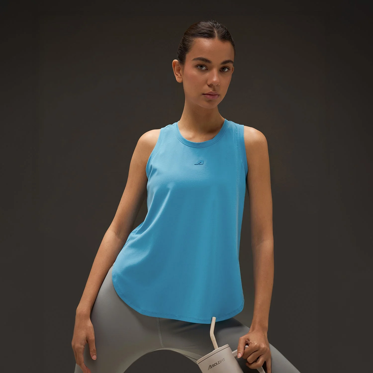 Women Elevated Flared Tank Top Light Blue - Image 5