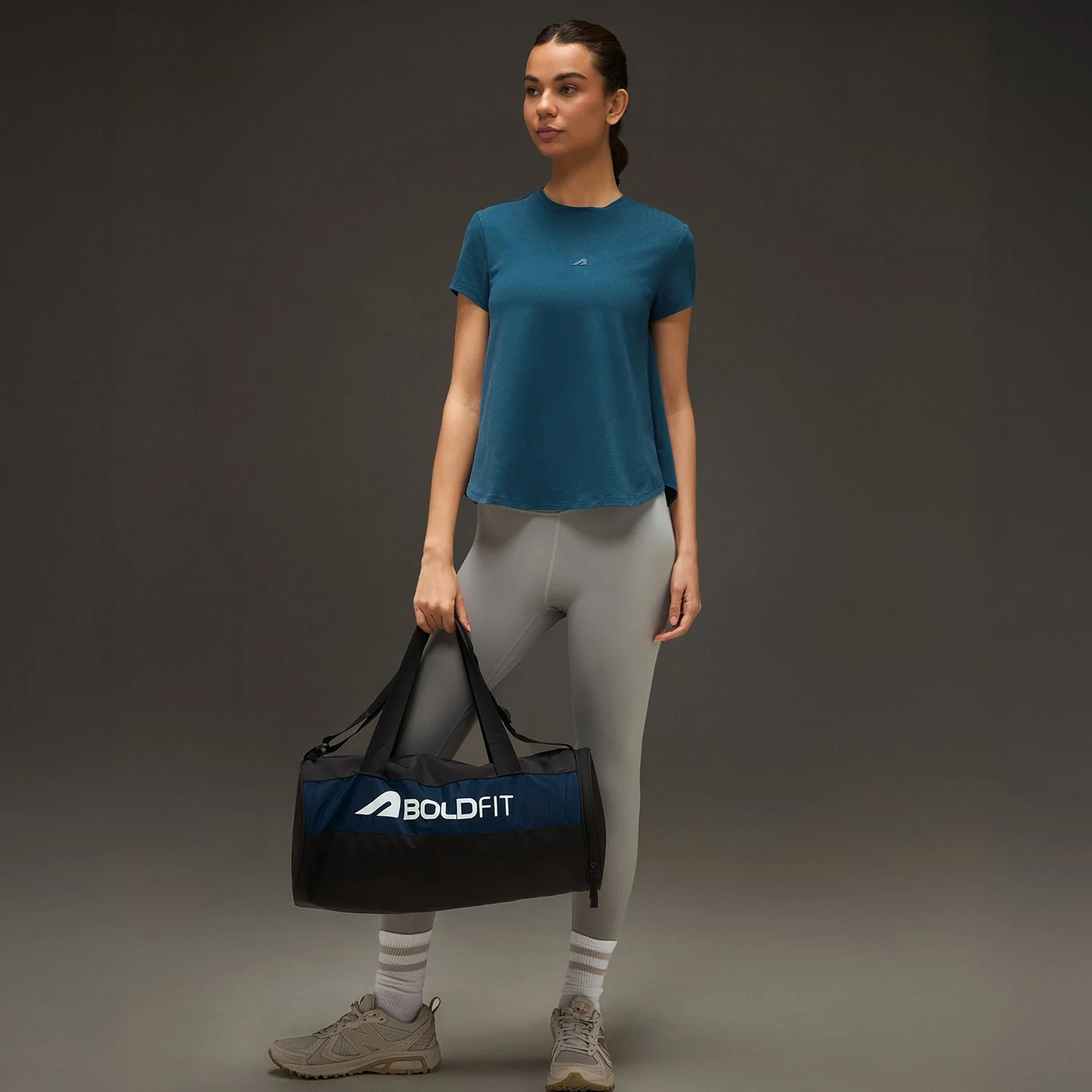 Women Essential Flared Cotton T-Shirt Airforce Blue - Image 3