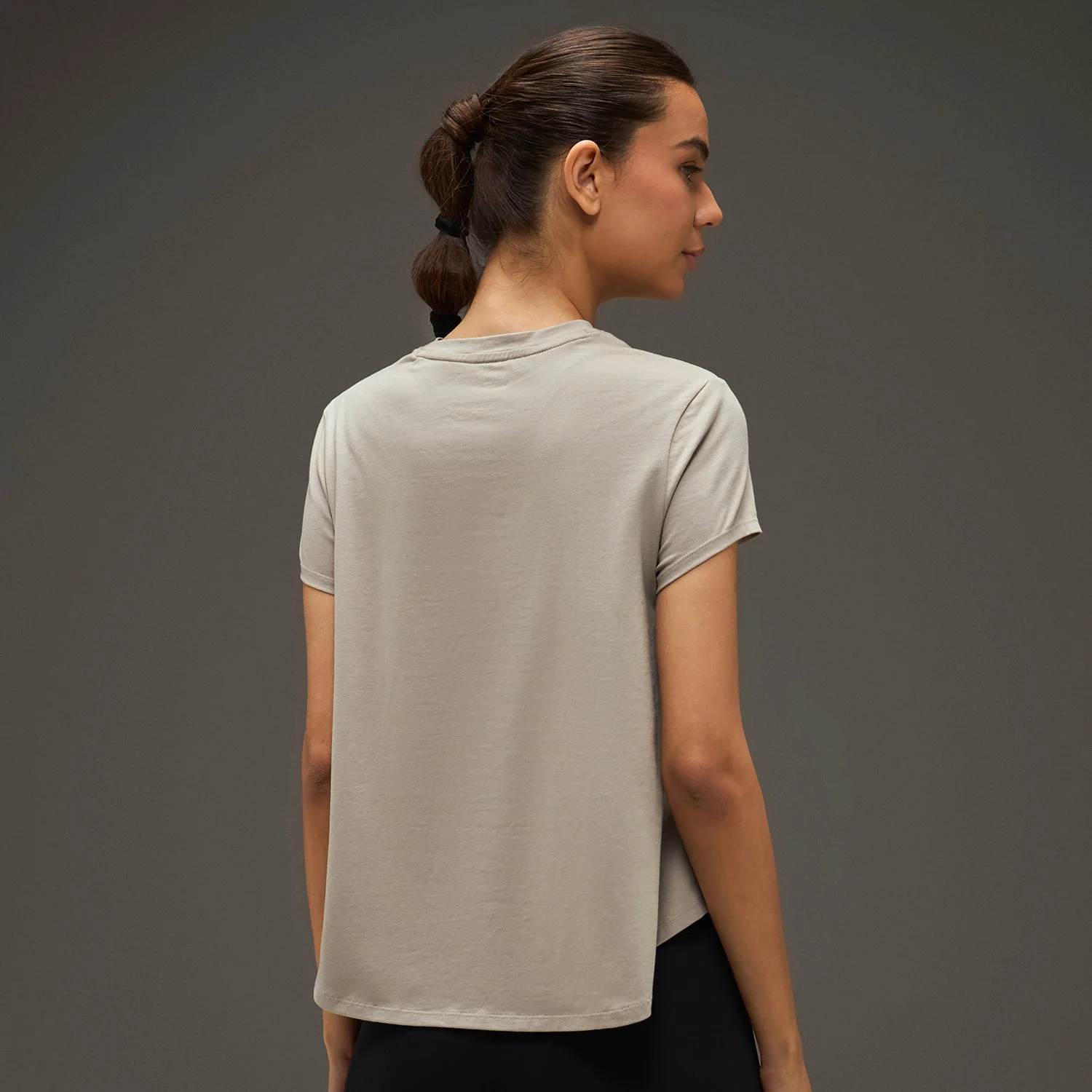 Women Essential Flared Cotton T-Shirt Beige - Image 4
