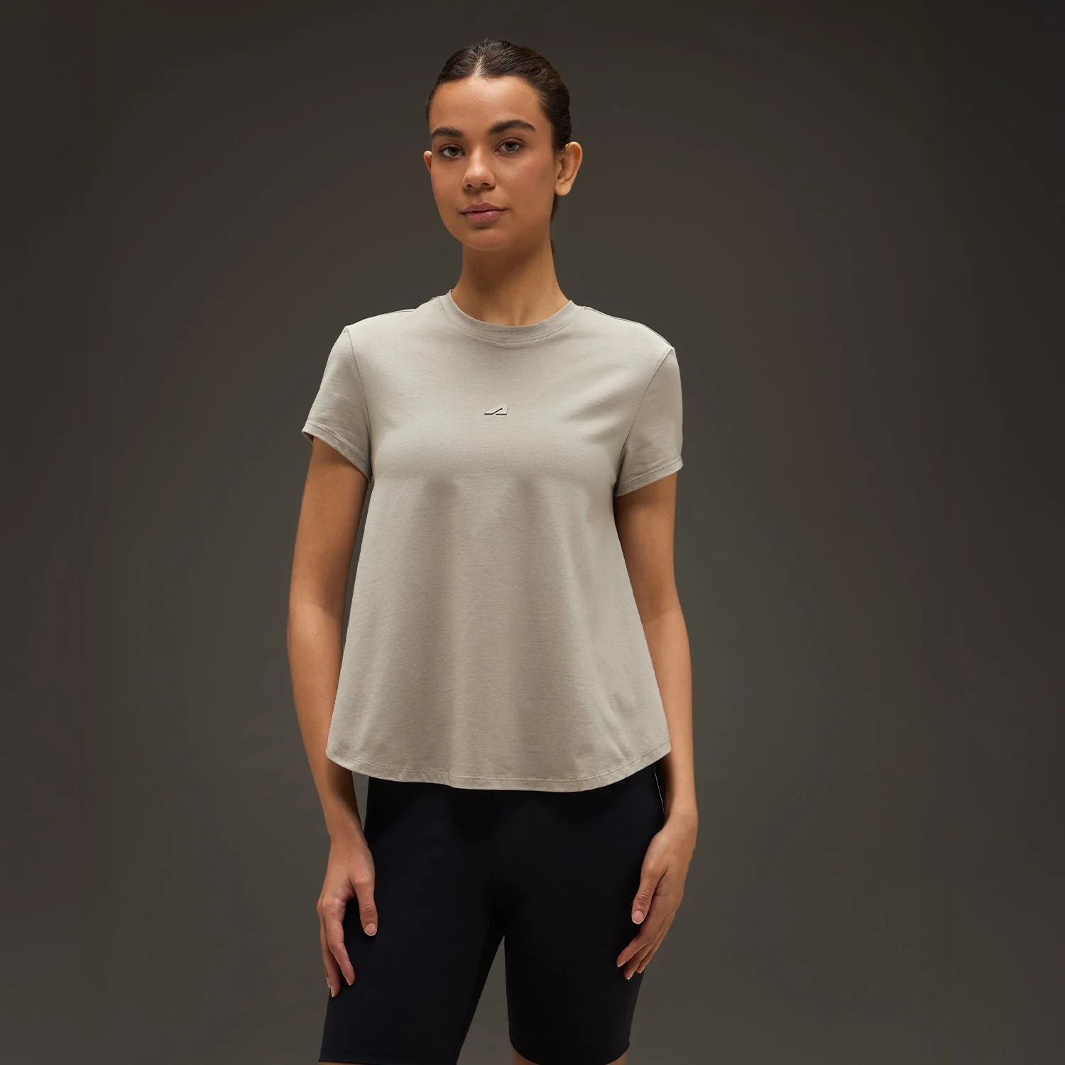 Women Essential Flared Cotton T-Shirt Beige - Image 9