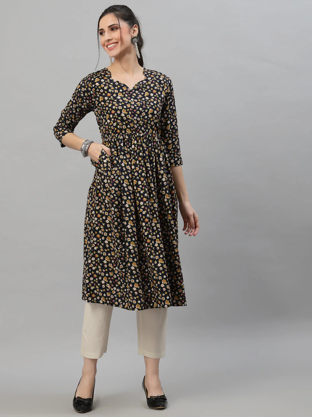 Women Floral Print Anarkali Kurta