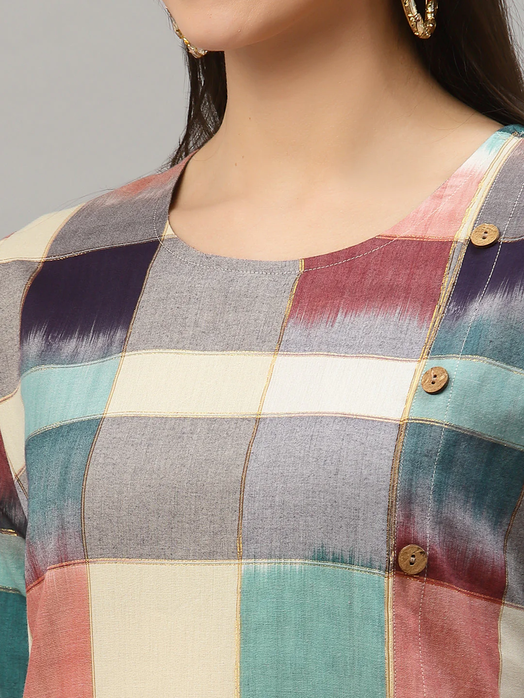 Women Ikat Woven Design Kurta - Image 5