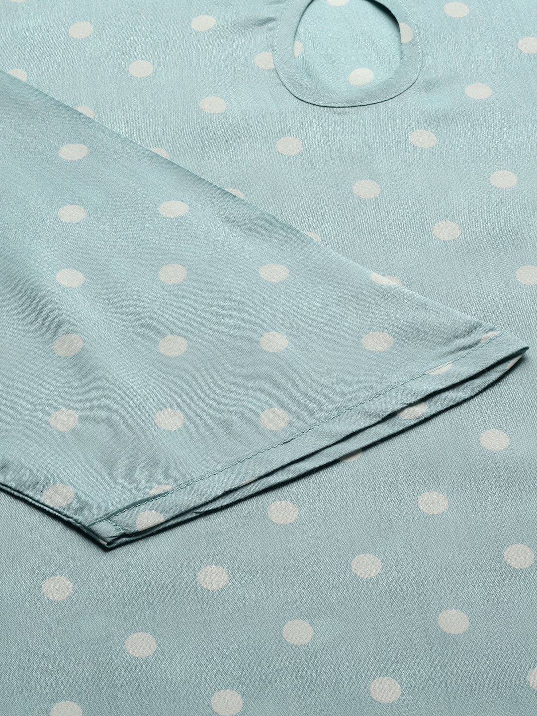 Women Polka Dot Kurta With Keyhole Neck - Image 6