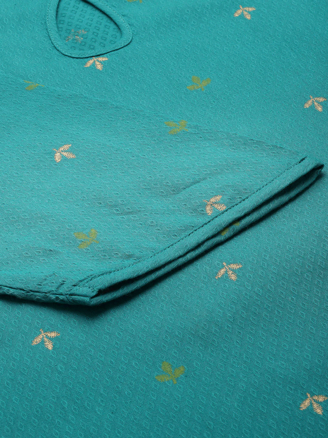 Women Teal Keyhole Neck Straight Kurta - Image 7