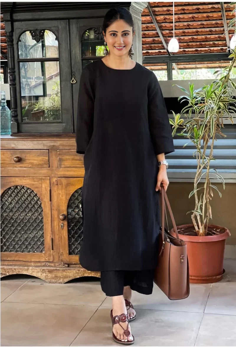 Women's Cotton Kurta pant sets - Black - Image 25