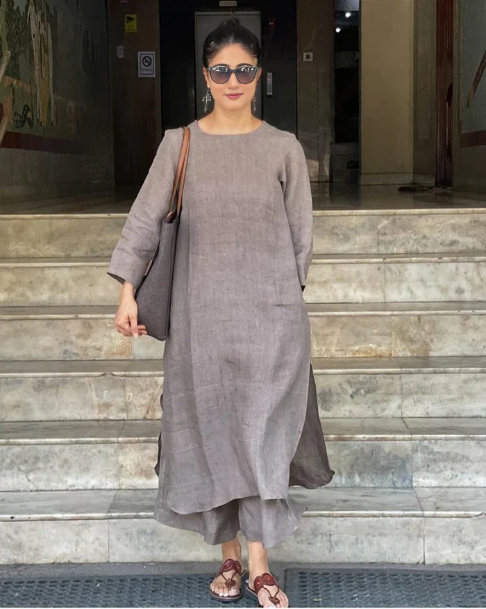 Women's Cotton Kurta pant sets - Gray - Image 23