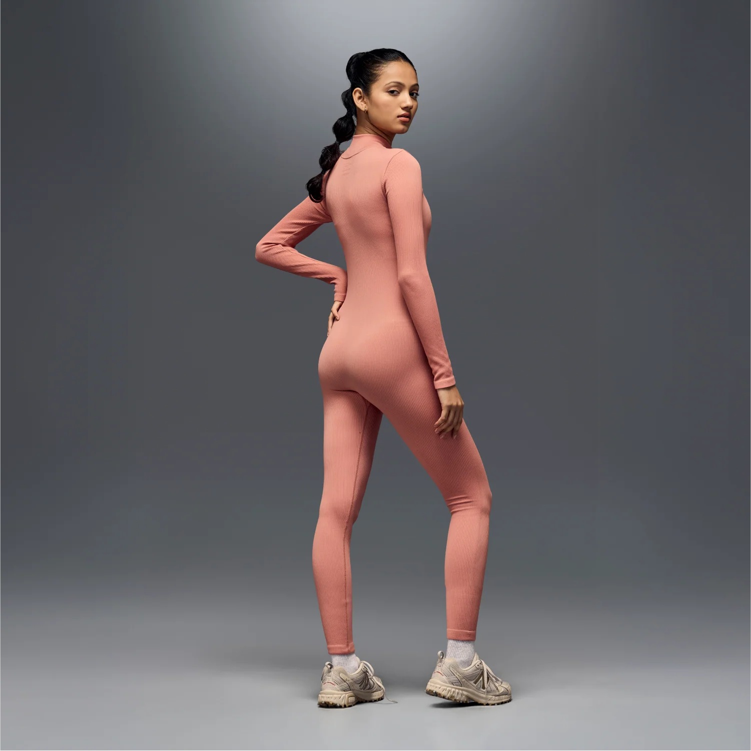 Women's Full Sleeve Zip-Up BodySuit Pink - Image 8