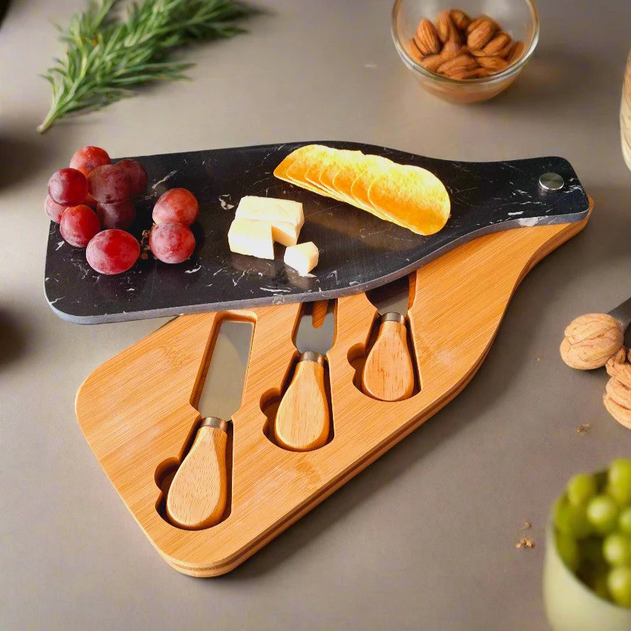 Wooden Cheese Platter Set With Marble Board And Cheese Cutlery Style 1 - Image 9