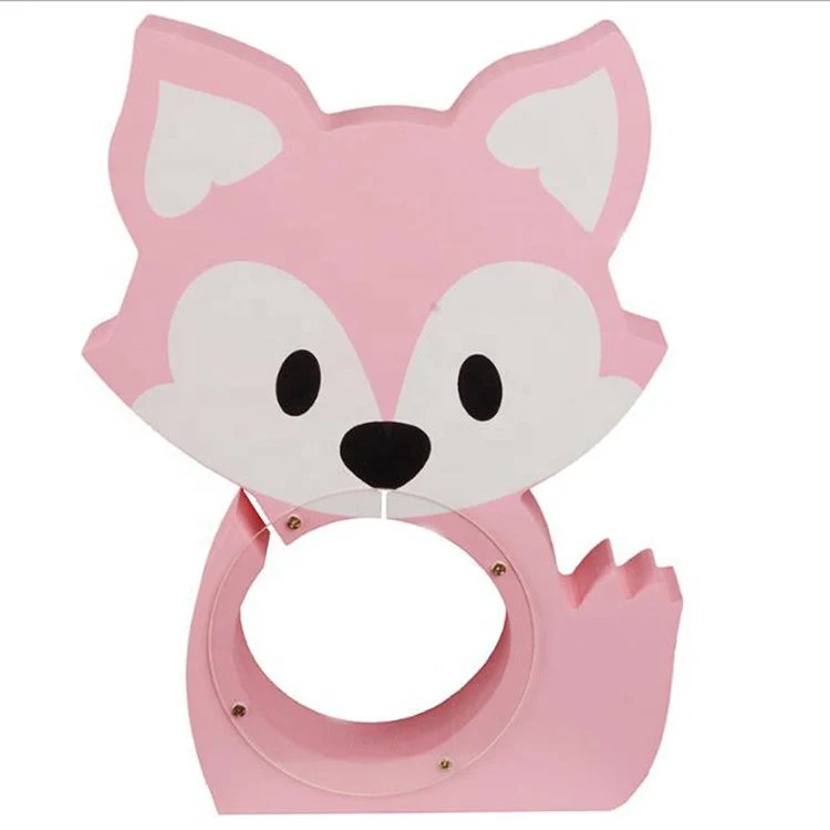 Wooden Pink Crafts Fox Shape Piggy Bank - Image 3