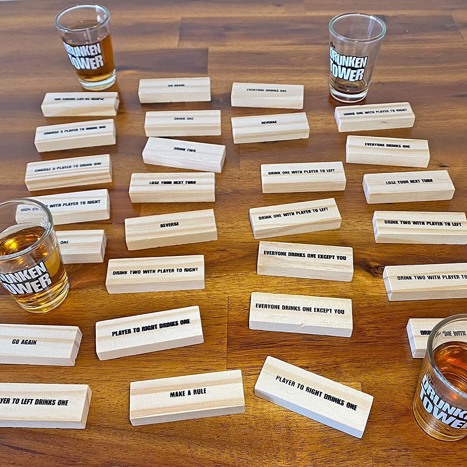 Wooden Stacking Adult Drinking Game With Shot Glasses Drinking Tower Game With Numbers 1pc - Image 2