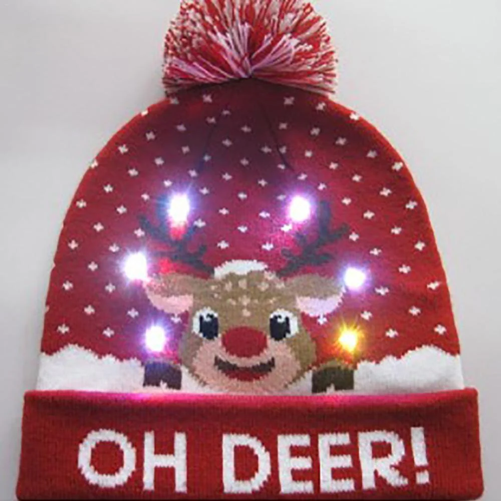 Woolen Christmas Multiple Switching Function LED Caps - Image 2