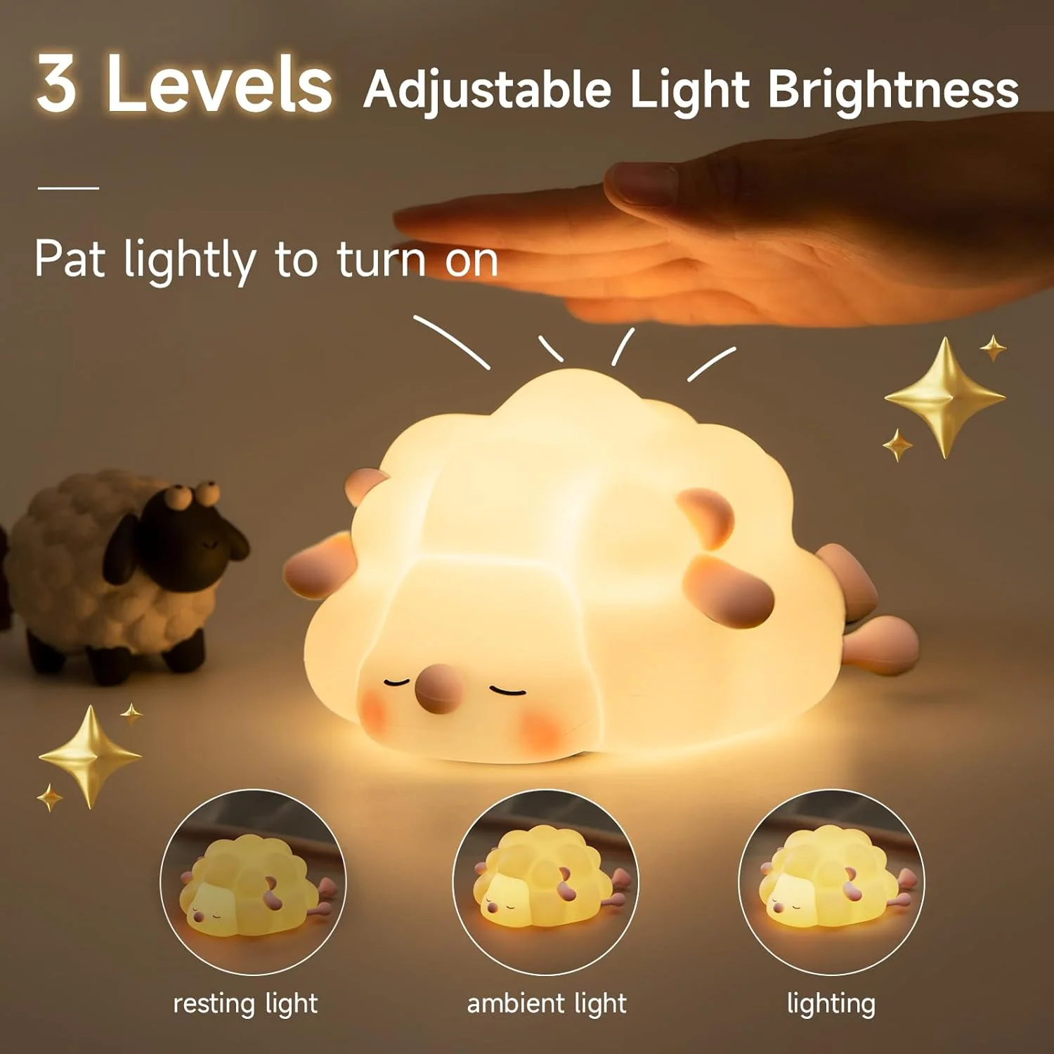 Wooly: Adorable Silicone Sheep Night Light – USB Rechargeable Soft LED Glow with Tap Control for Kids' Bedroom, Gifting & Cozy Bedside Décor - Image 4