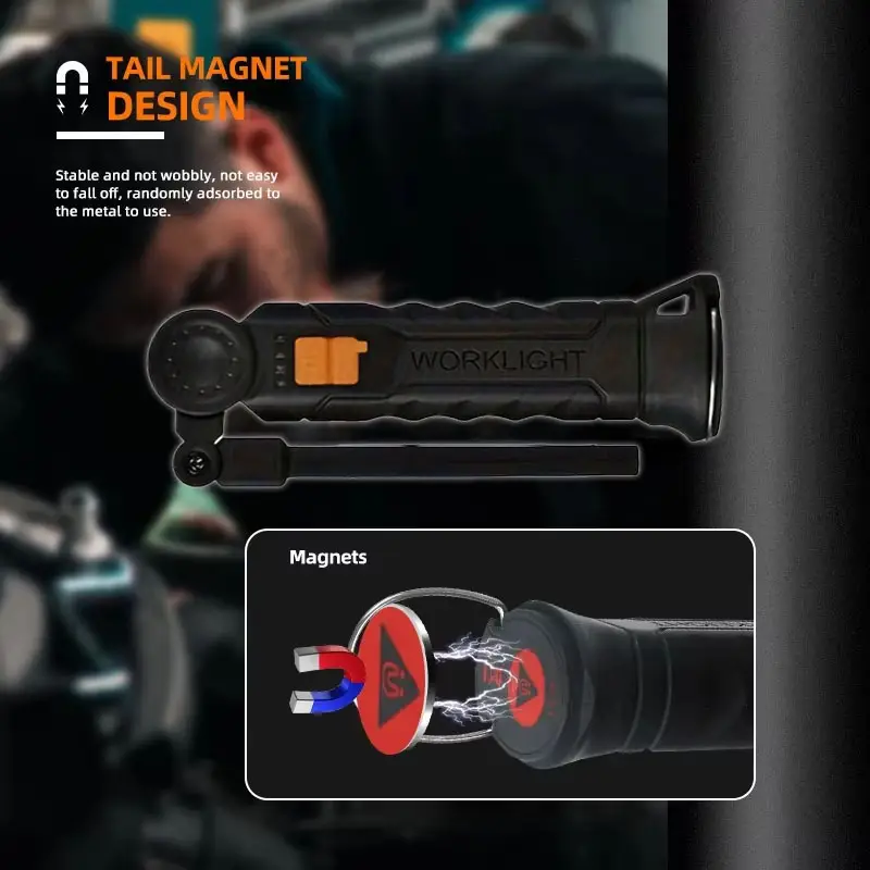 WorkLight: Rechargeable LED Work Light with Magnetic Base & 360° Folding Design, 5 Lighting Modes, Hook & Portable Torch for Car Repair, Camping & Emergency Use - Image 6