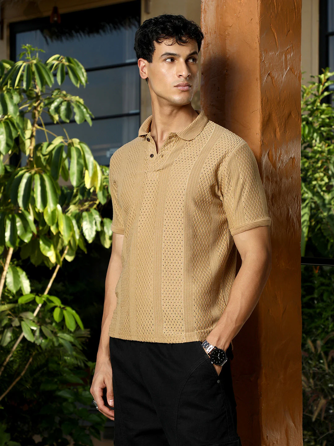 XYNG Marquise-Panel Jacquard Polo T-Shirt - Image 3