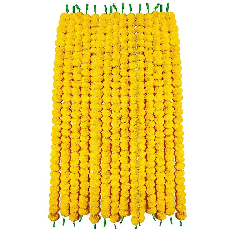 Yellow Marigold Artificial Flowers Garlands Toran Indian Genda Phool - Image 5