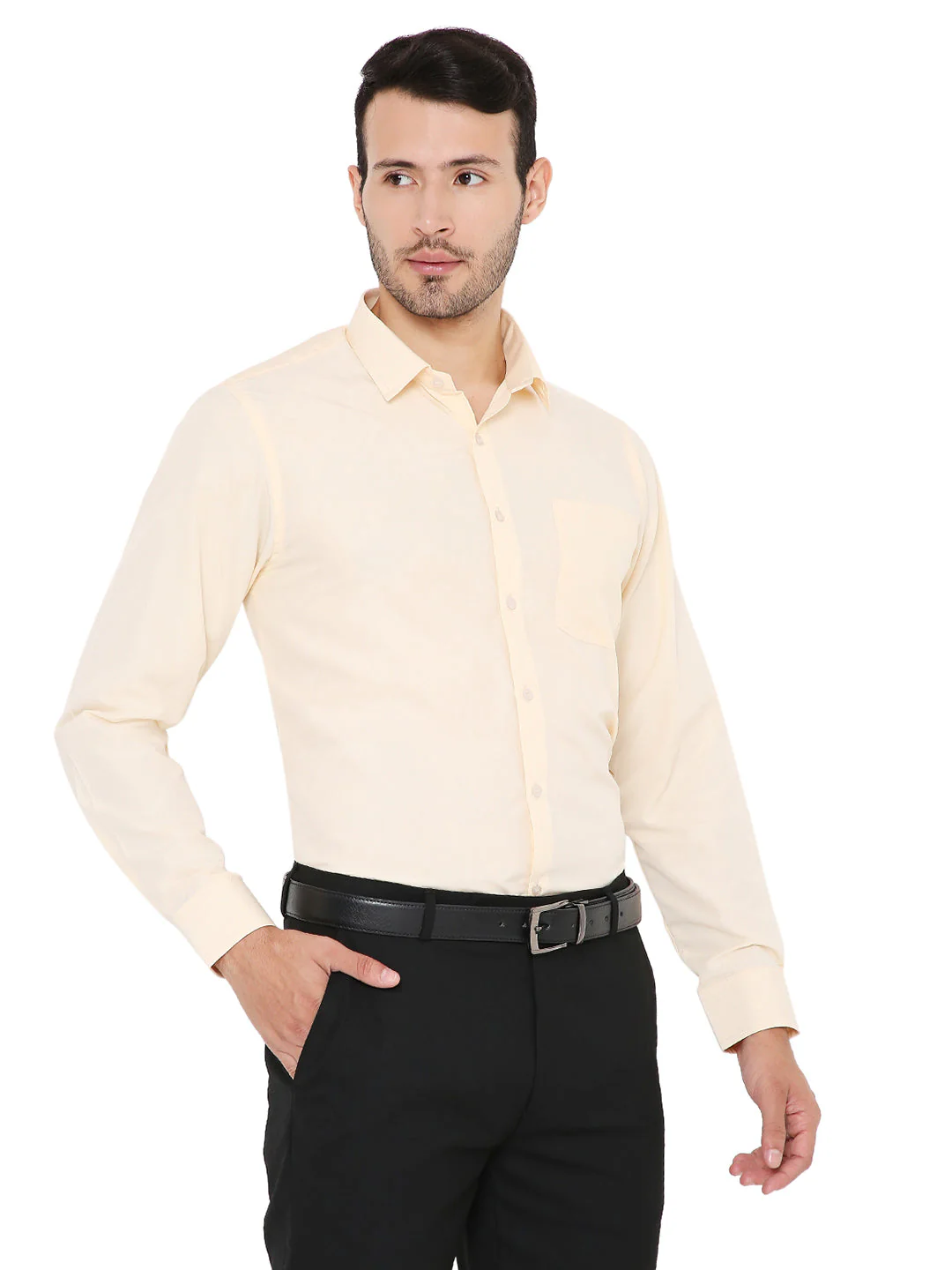 Yellow Solid | Slim Fit | Formal Shirt - Image 4