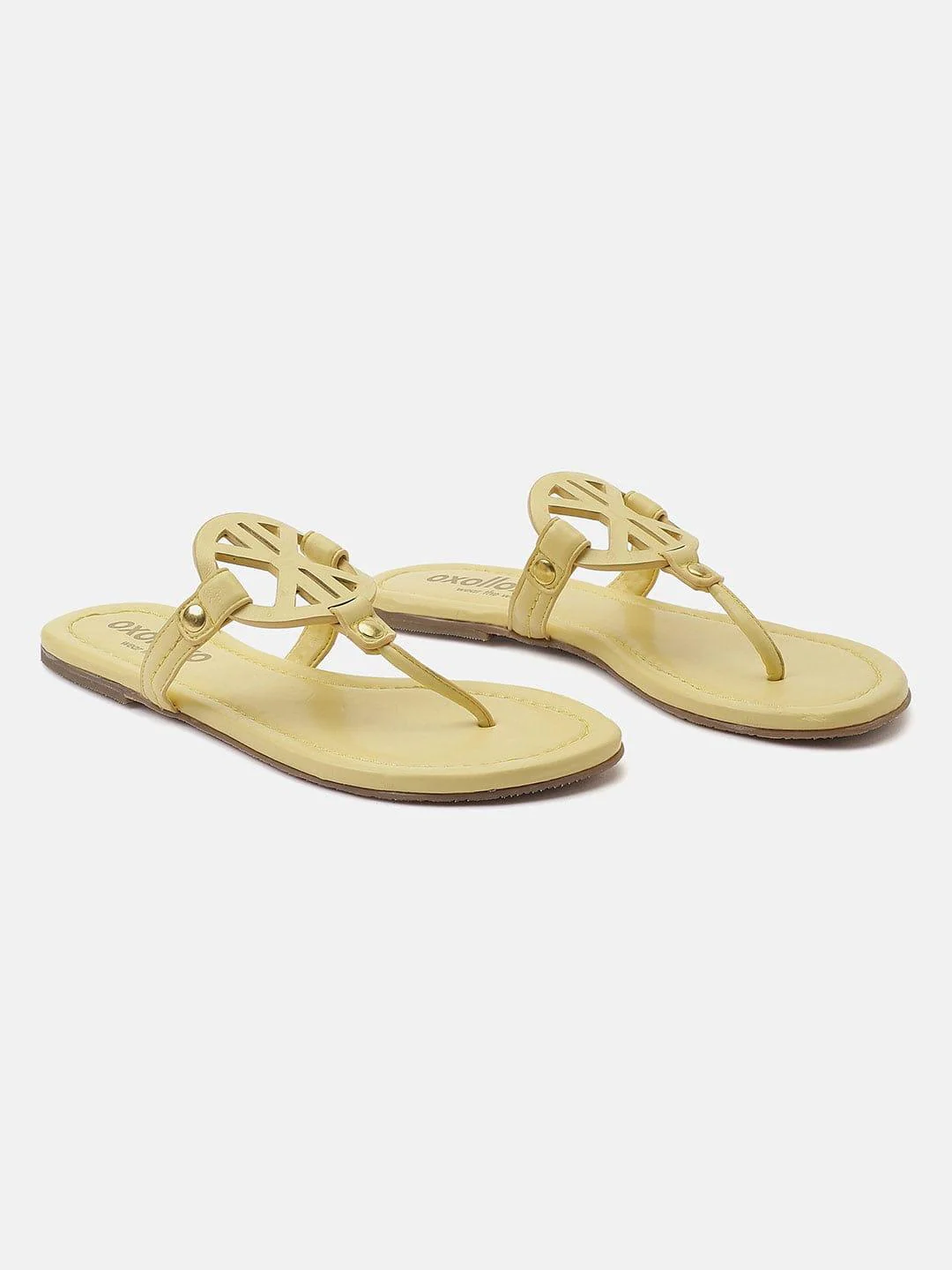 Yellow T-Shape Open Back Flat Sandals For Women Now - Image 2