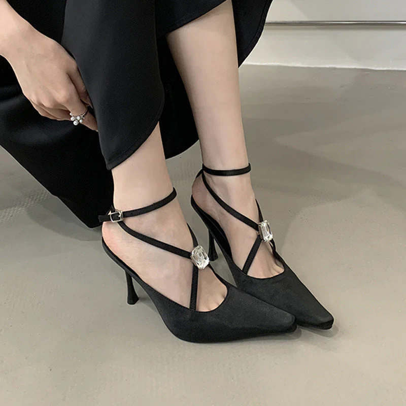 YSL Harlow Crystal Embellished Satin Pumps
