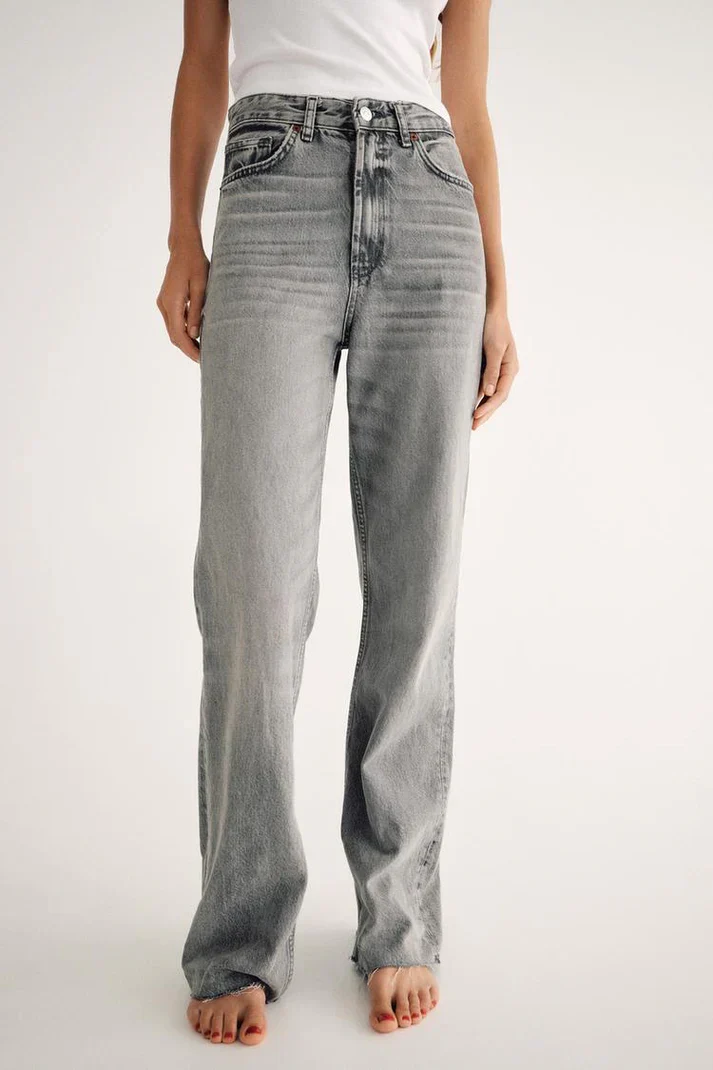 ZARA SURPLUS Highwaist Straightfit Jeans Grey - Image 3