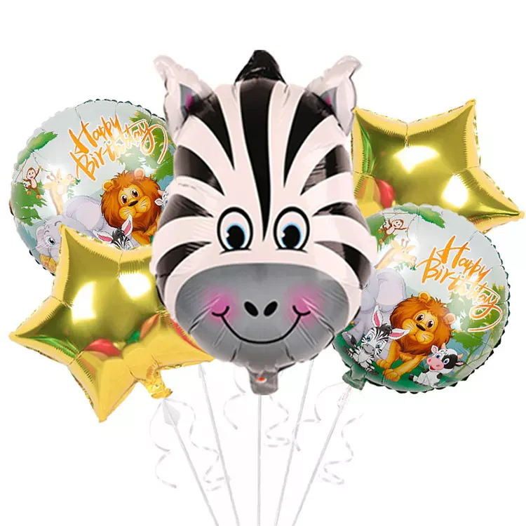 Zebra Jungle Animal Themed Foil Balloon Set (Multicolor) (Pack of 5) - Image 2