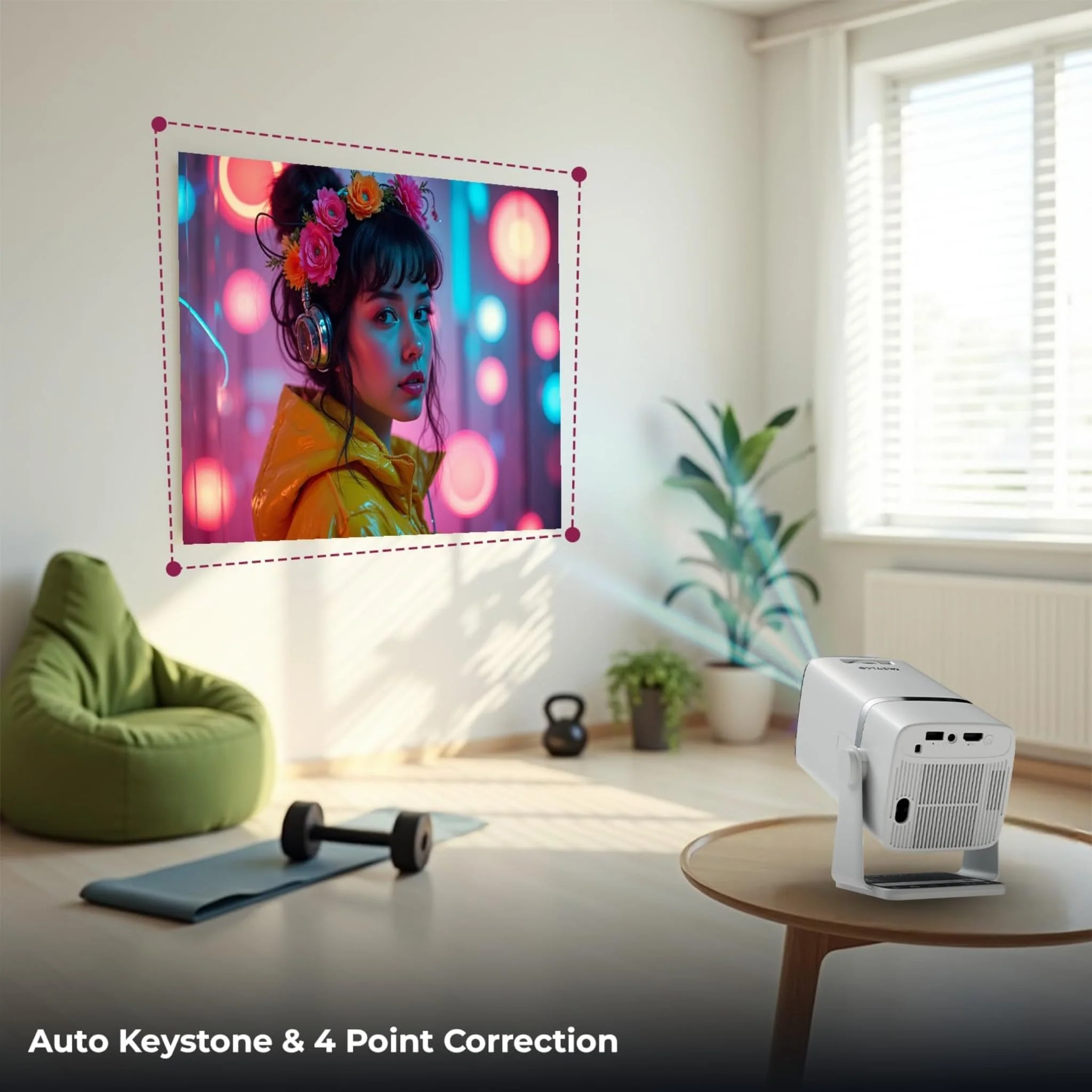 ZenPods Beam X | 4K Ultra HD Smart Projector, Native 1080p Full HD, Android 13, Auto Focus + 4D Keystone, 180° Rotatable Design, Inbuilt Netflix/Prime/YouTube, WiFi 6, BT 5.2 & Gaming Support, Screen Mirroring, HDMI-ARC, USB - Image 8