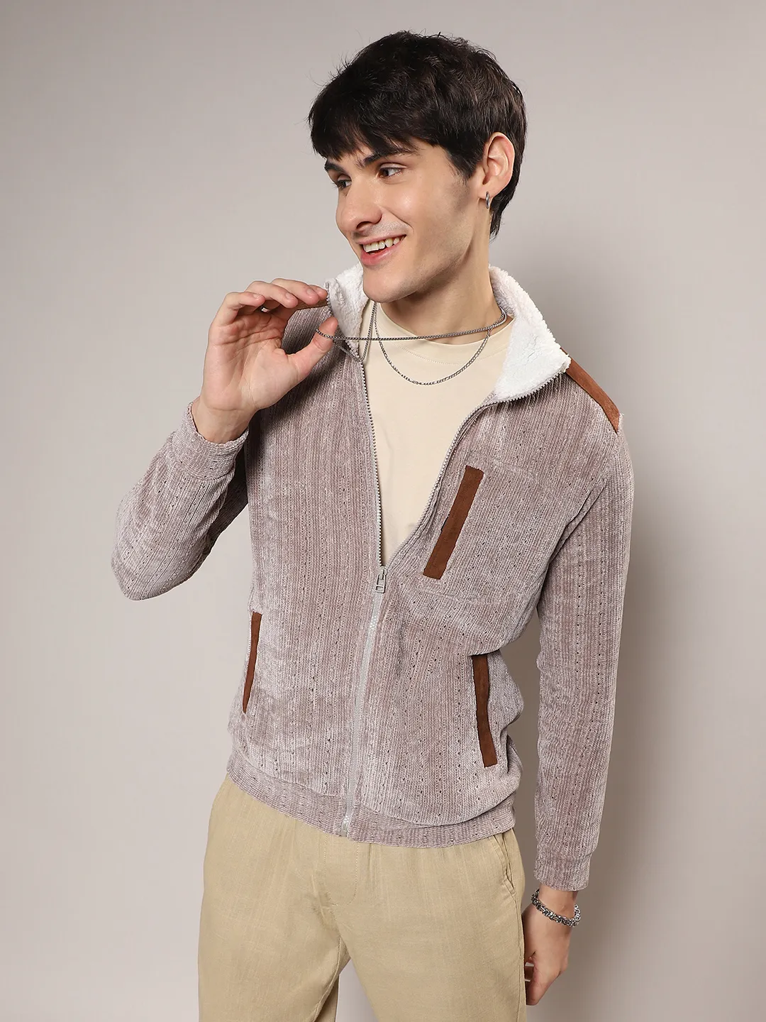 Zip-Front Cable Knit Jacket - Image 2