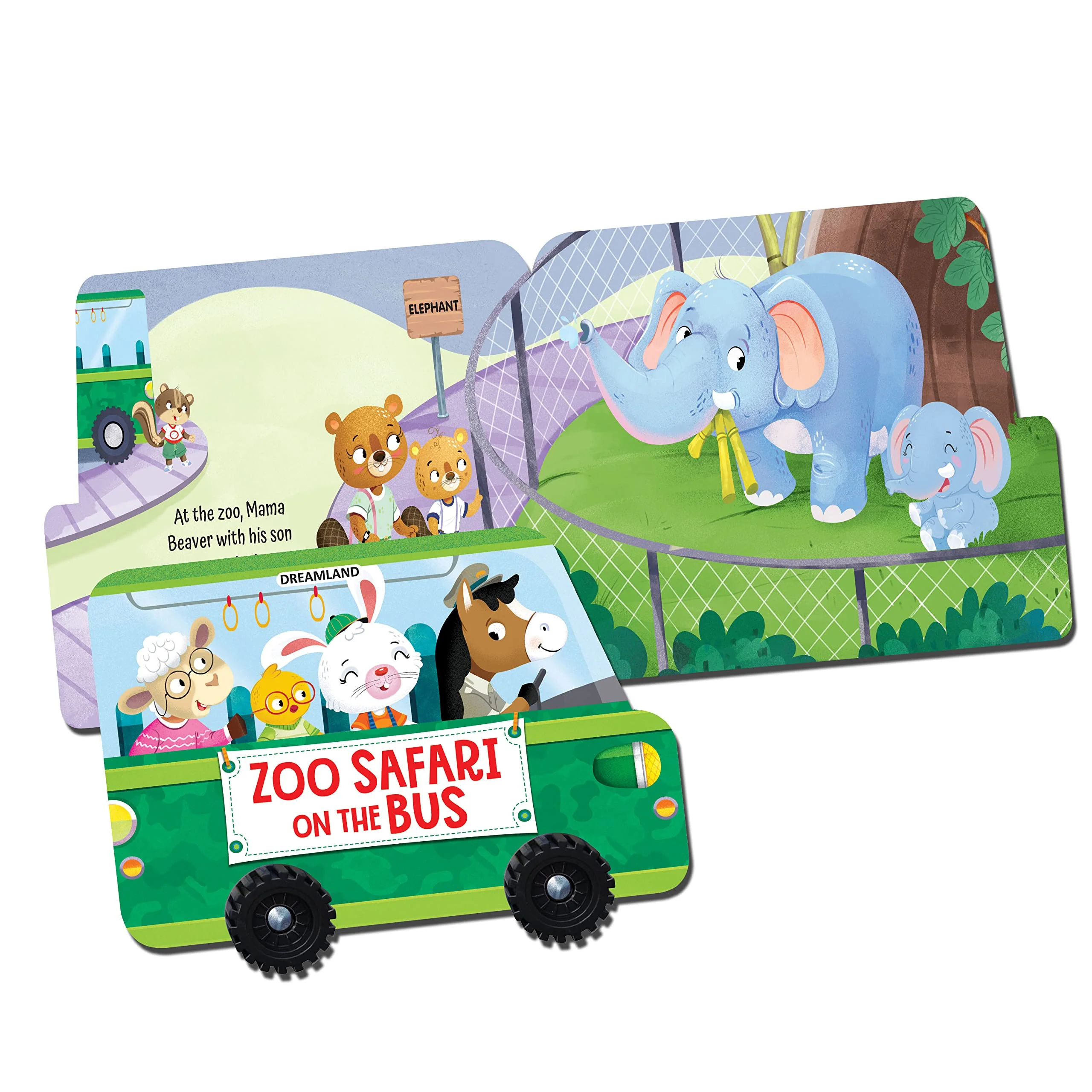 Zoo Safari on the Bus- A Shaped Picture Board book with Wheels - Image 4