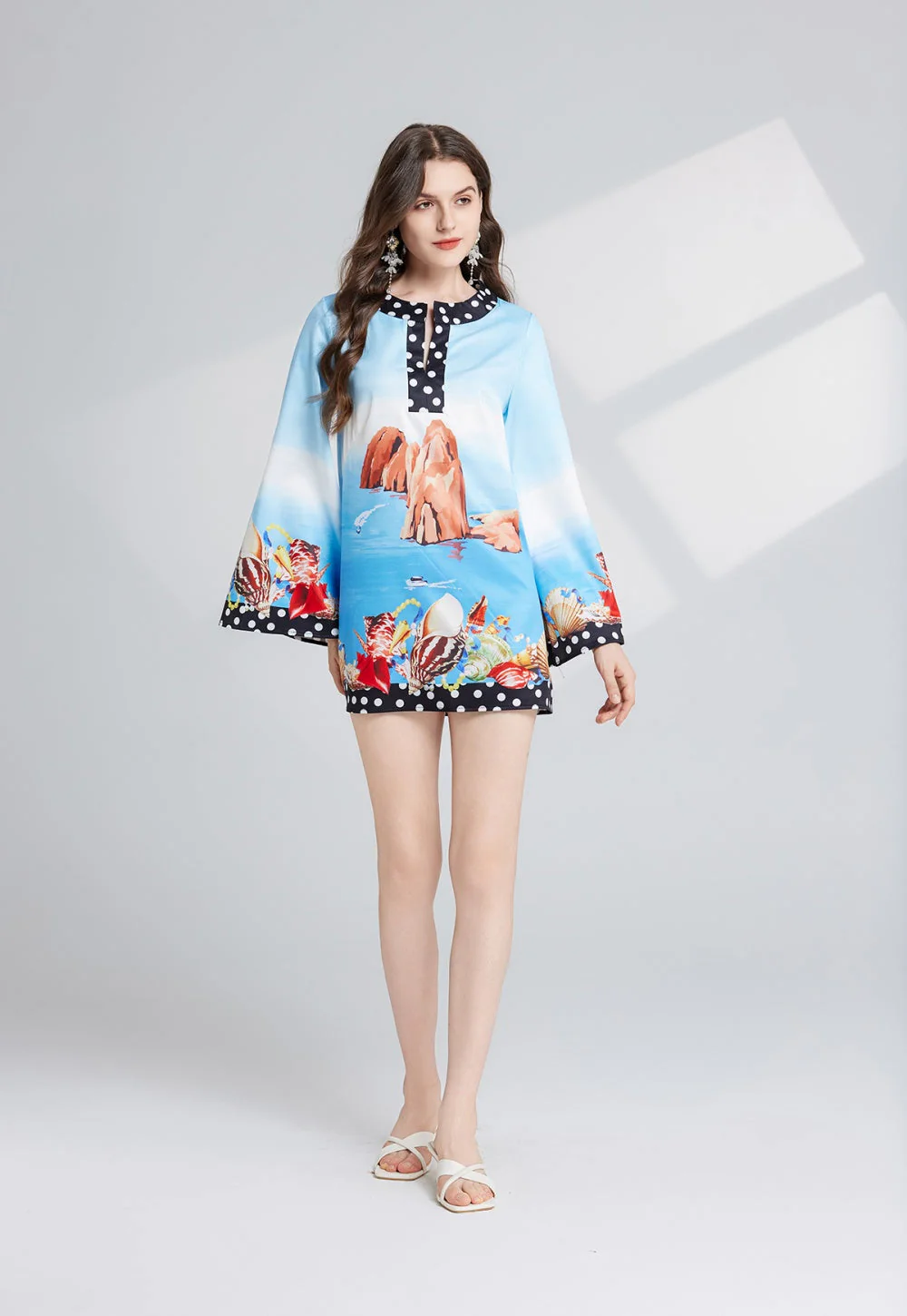 Zuri Retro Style Printed Short Dress - Image 2