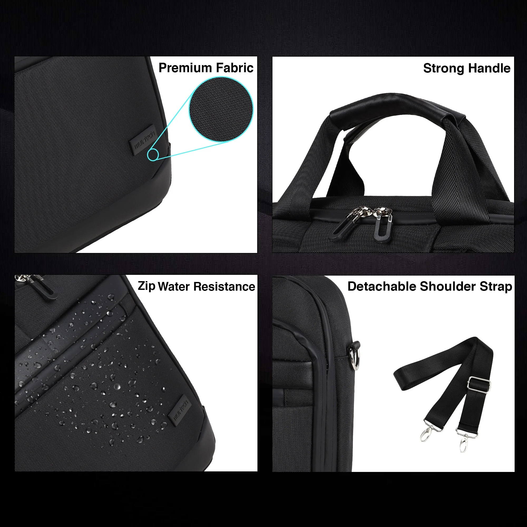 Zurich Brief Case Nylon Laptop Bag – Water-Repellent, Multi-pocket Design with Waterproof Zipper & Strong Handle (Ideal for Executive One-Day Travel) - Image 4